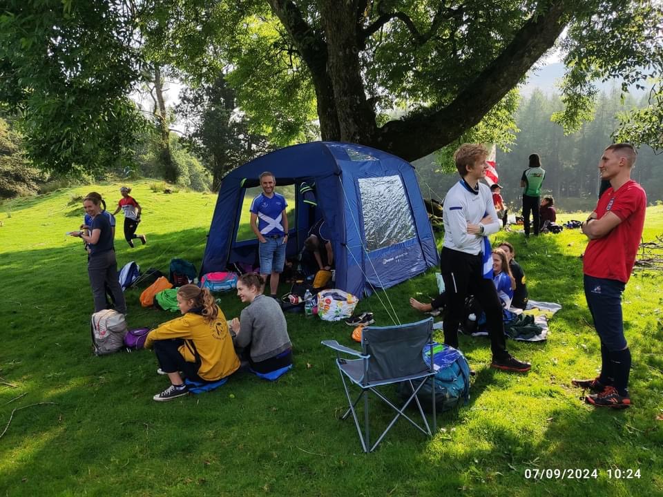 The Scottish base tent at Edinchip in the sun